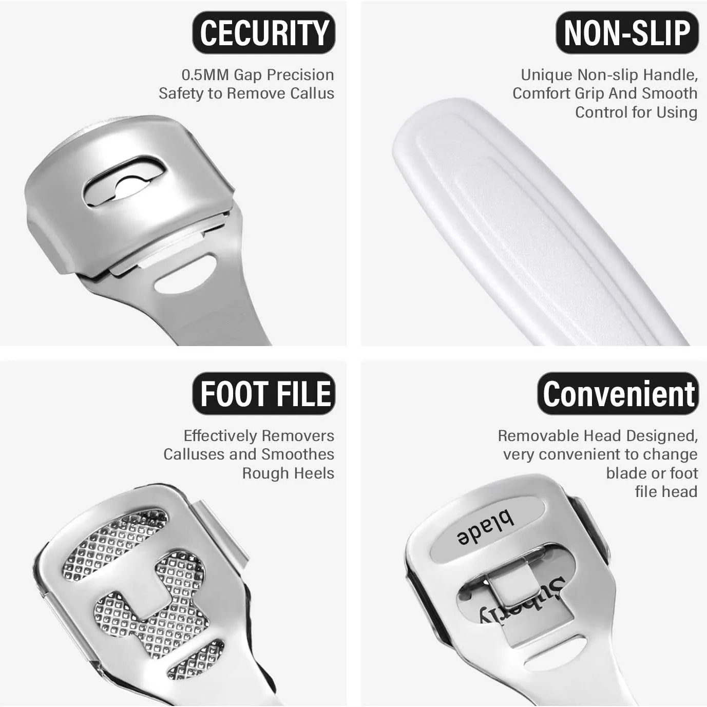 Foot Care Tools Foot Callus Shaver Heel Hard Skin Remover Hand Feet Pedicure Razor Shavers Stainless Steel Handle Easy to Use