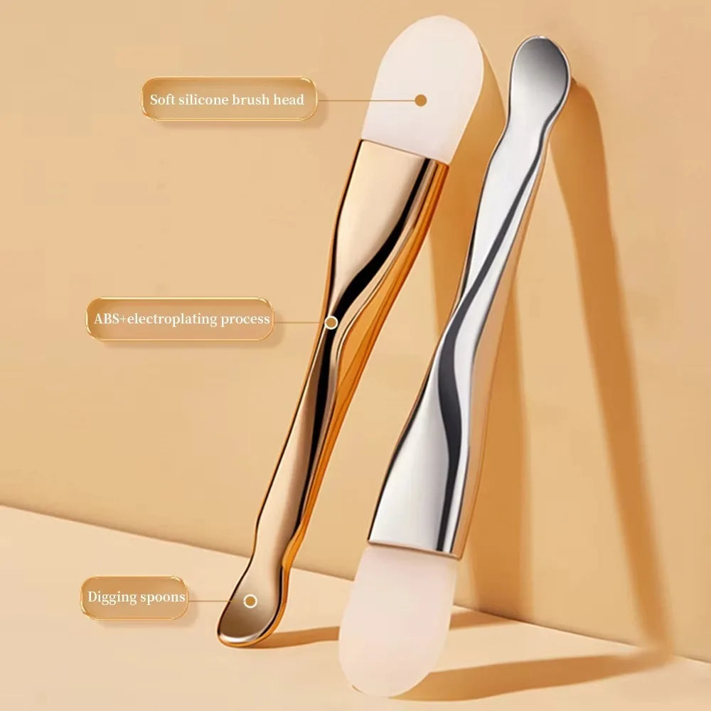 Skincare Tools Double Head Silicone Facial Mask Brush Daub Type Beauty Tool Face Cleaning Brush Dual-Use DIY Film Mud Film Brush