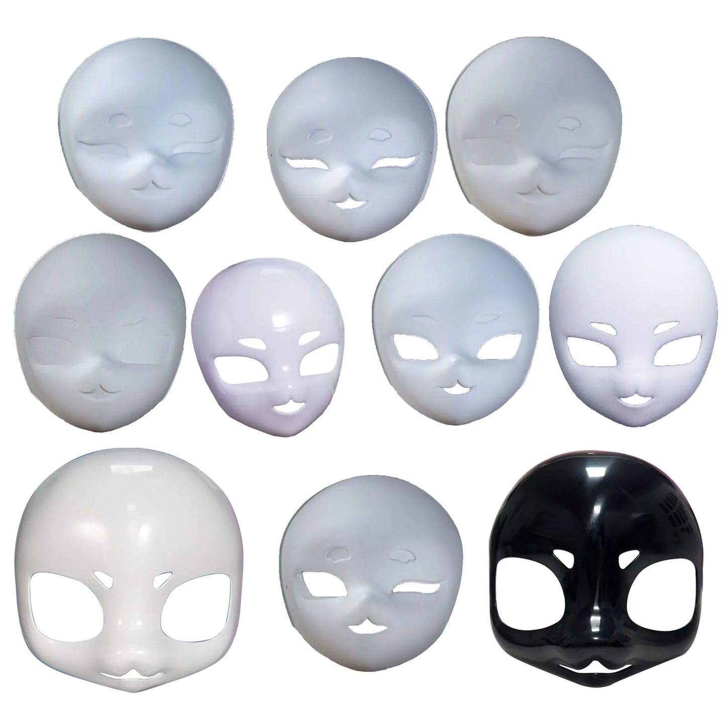DIY Full Face Masks Blank White Art Paintable Mask DIY Costume Accessory Halloween Cosplay Themed Party Masquerade Props