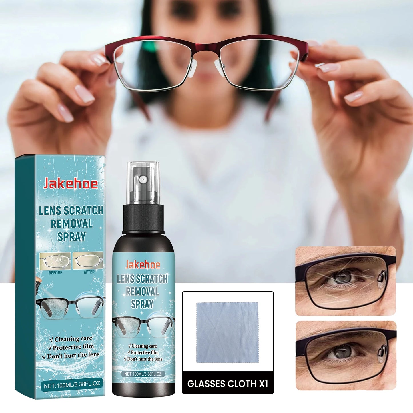 Glasses Lens Cleaner Repairs Small Scratches And Abrasions Effectively Cleans Dirt Restores Lens Smoothness Makes Vision Clearer