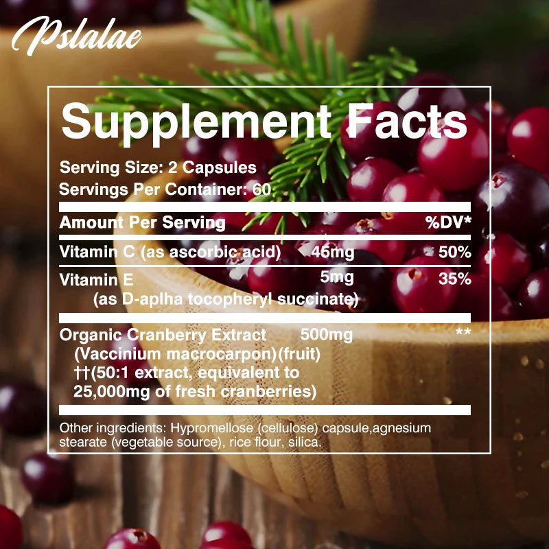 Natural Organic Cranberry Extract (25,000 Mg) - Contains Vitamin C and Vitamin E