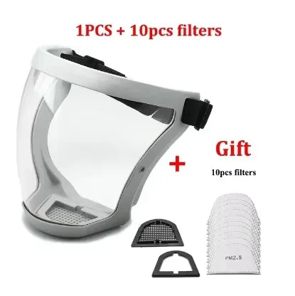 Full Face Shield Mask Transparent Head Eye Safety Protective Cover Glasses Screen Visors Dustproof Wind Proof Anti-Fog Goggles