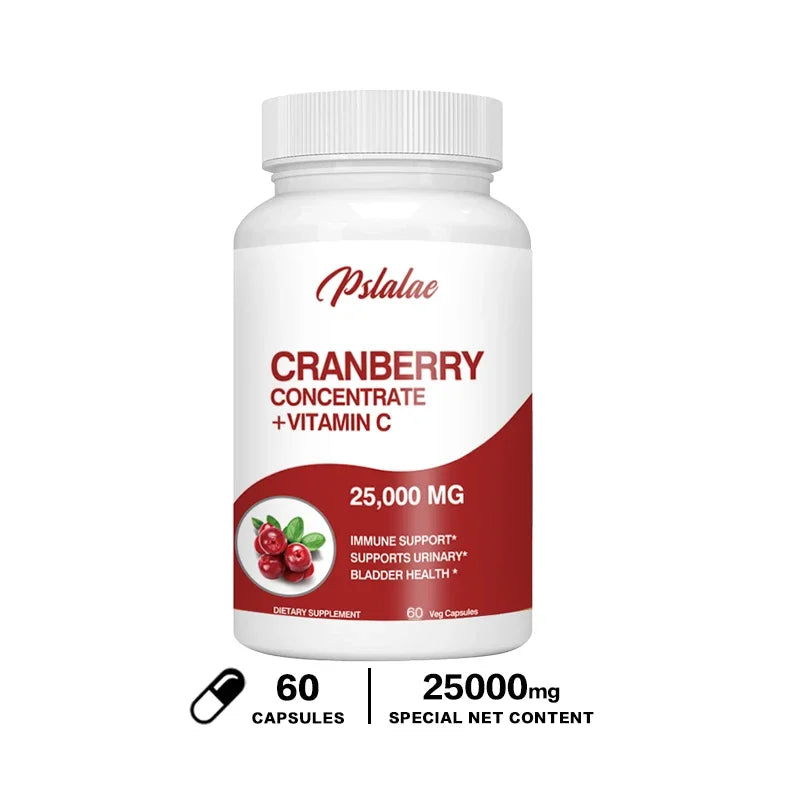 Natural Organic Cranberry Extract (25,000 Mg) - Contains Vitamin C and Vitamin E