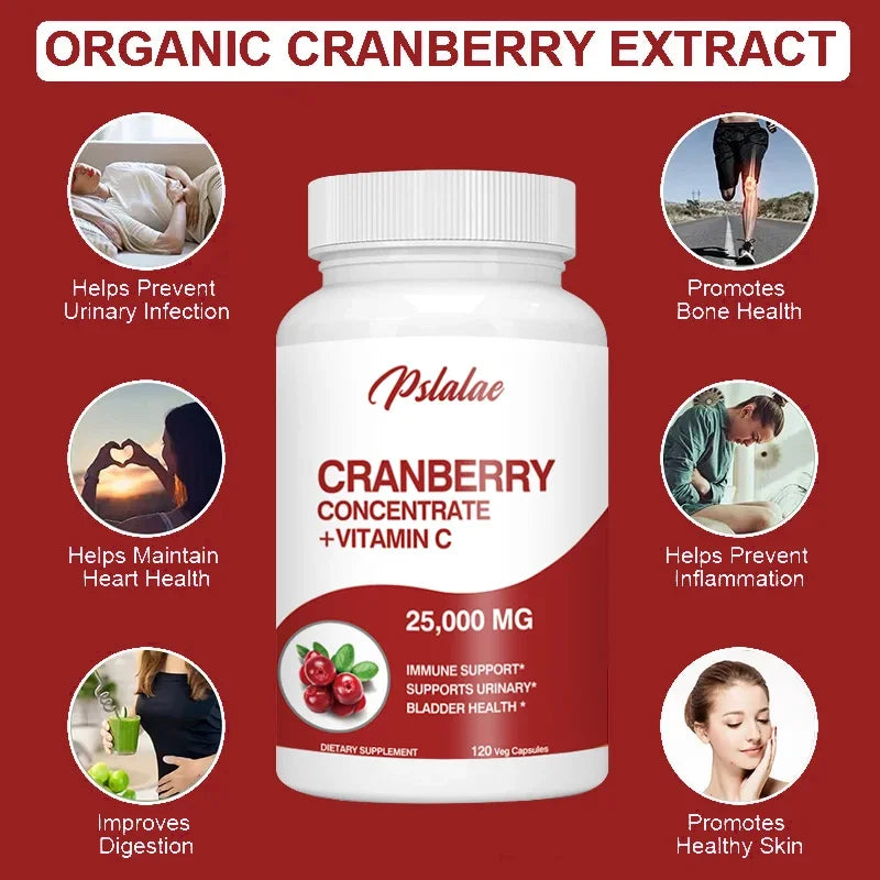 Natural Organic Cranberry Extract (25,000 Mg) - Contains Vitamin C and Vitamin E