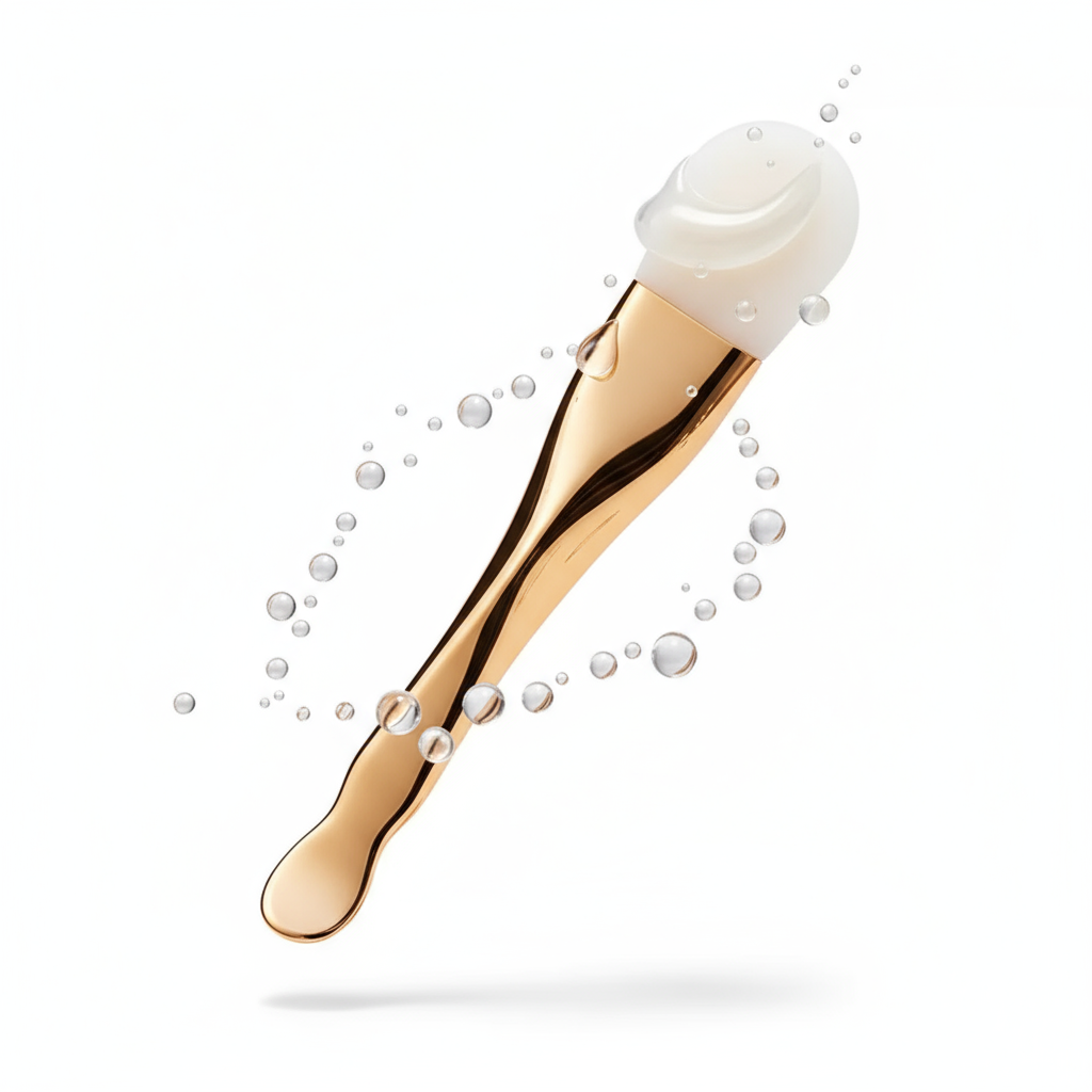 Brush with product droplets